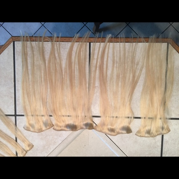 14" blonde 100% REMY real human hair extensions - Picture 3 of 3